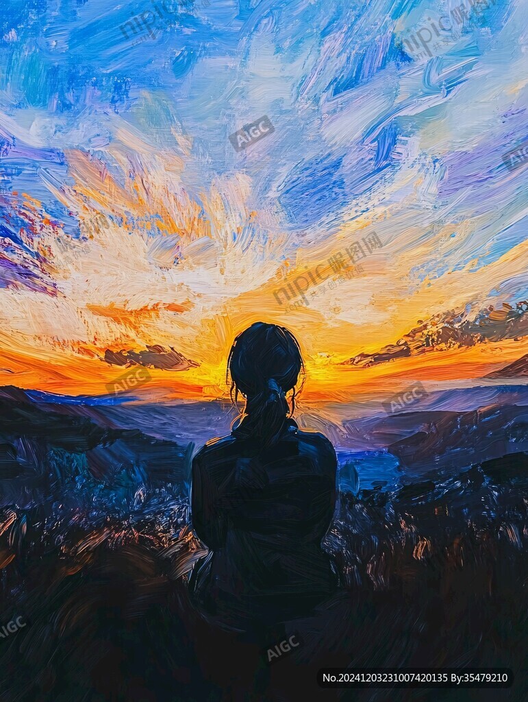 看日出插畫