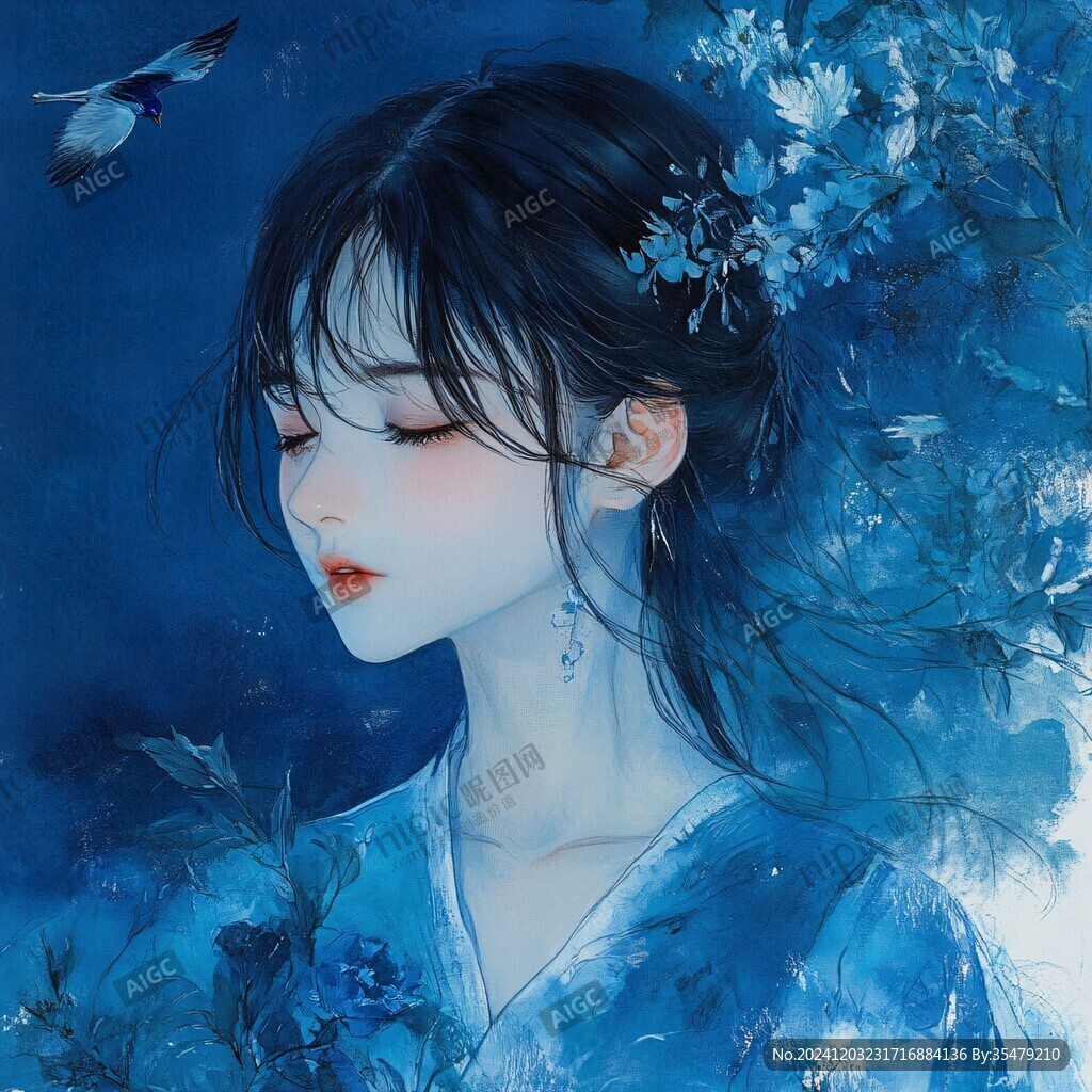 古風(fēng)美女頭像插畫封面