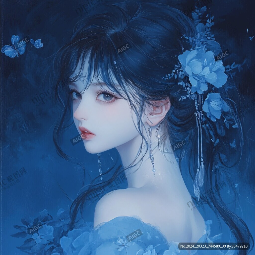 夢幻唯美藍(lán)色系少女