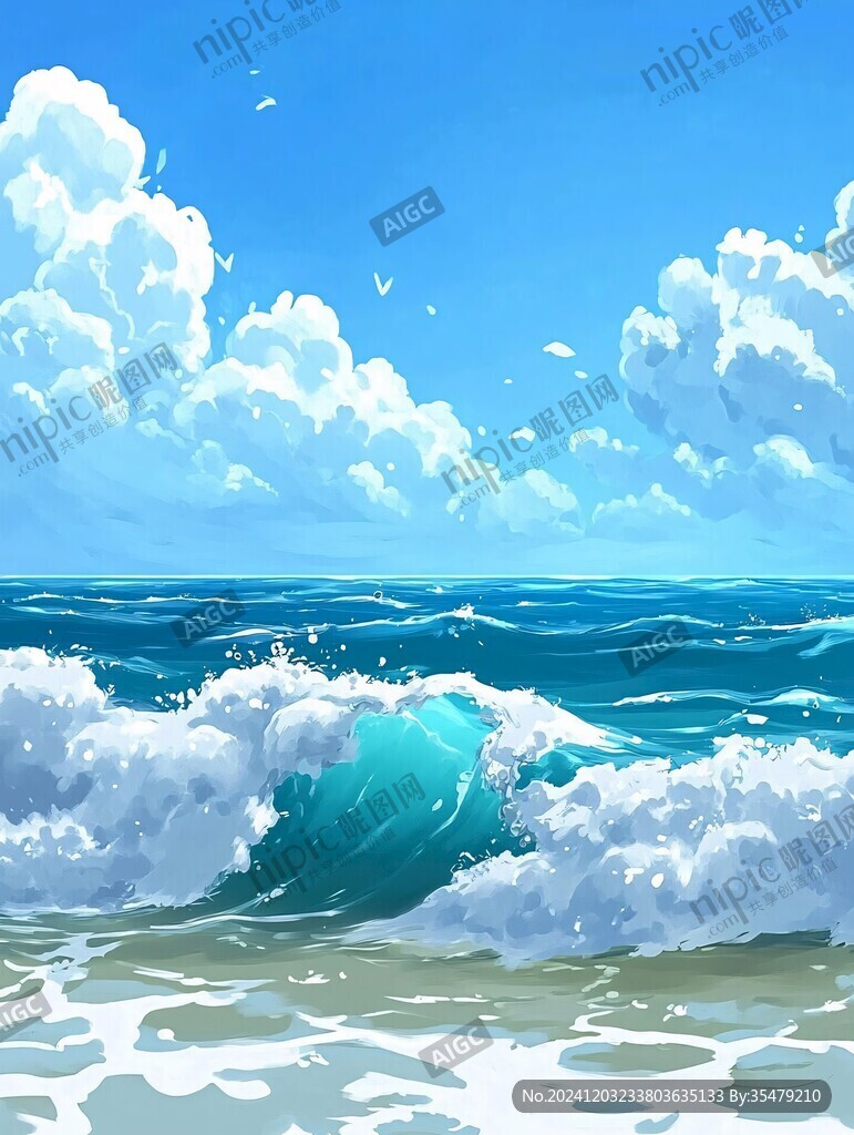 插畫藍天大海