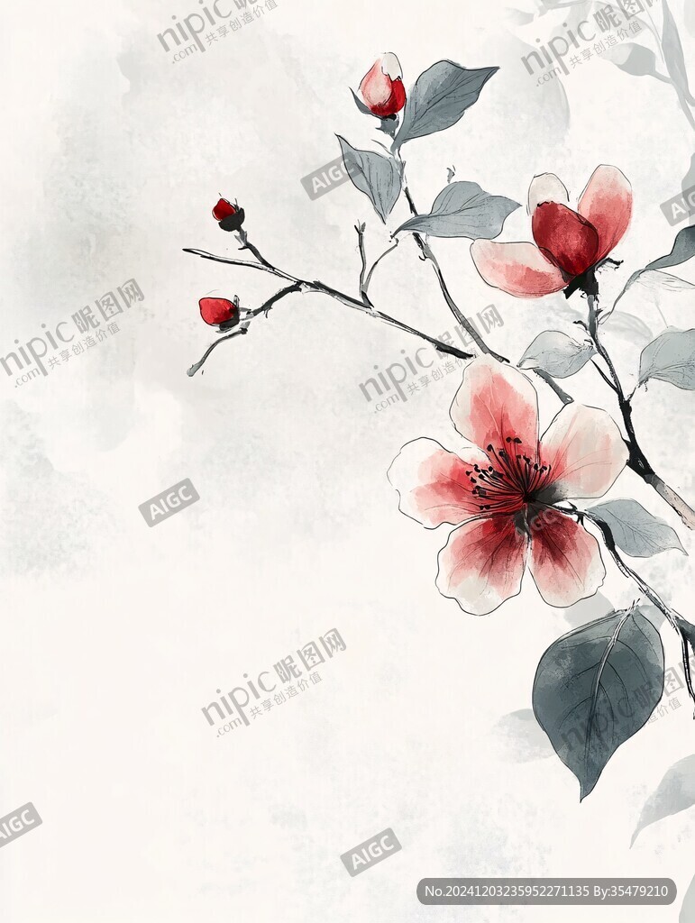 古風木棉花插畫