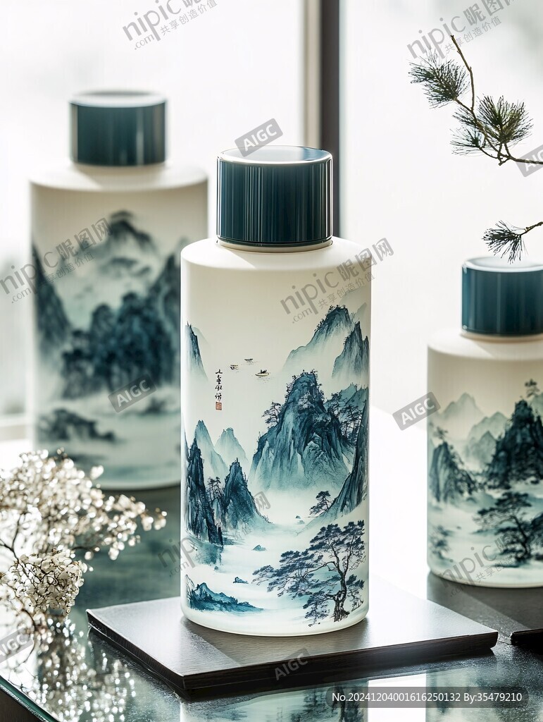 古典山水陶瓷花瓶