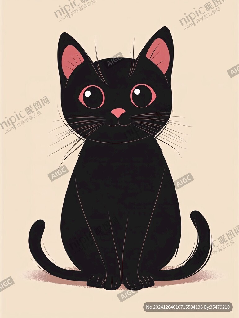 小黑貓插畫