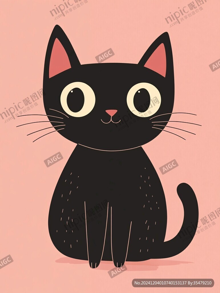 小黑貓插畫