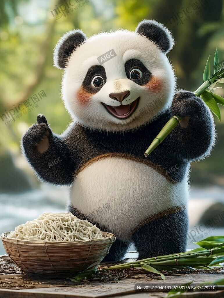 吃面條的熊貓