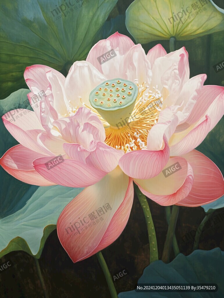 寫實(shí)油畫荷花