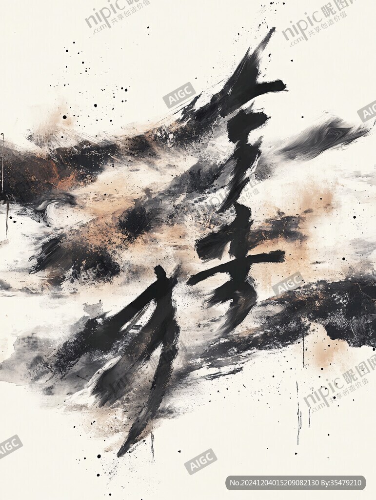 抽象水墨一字水墨化開