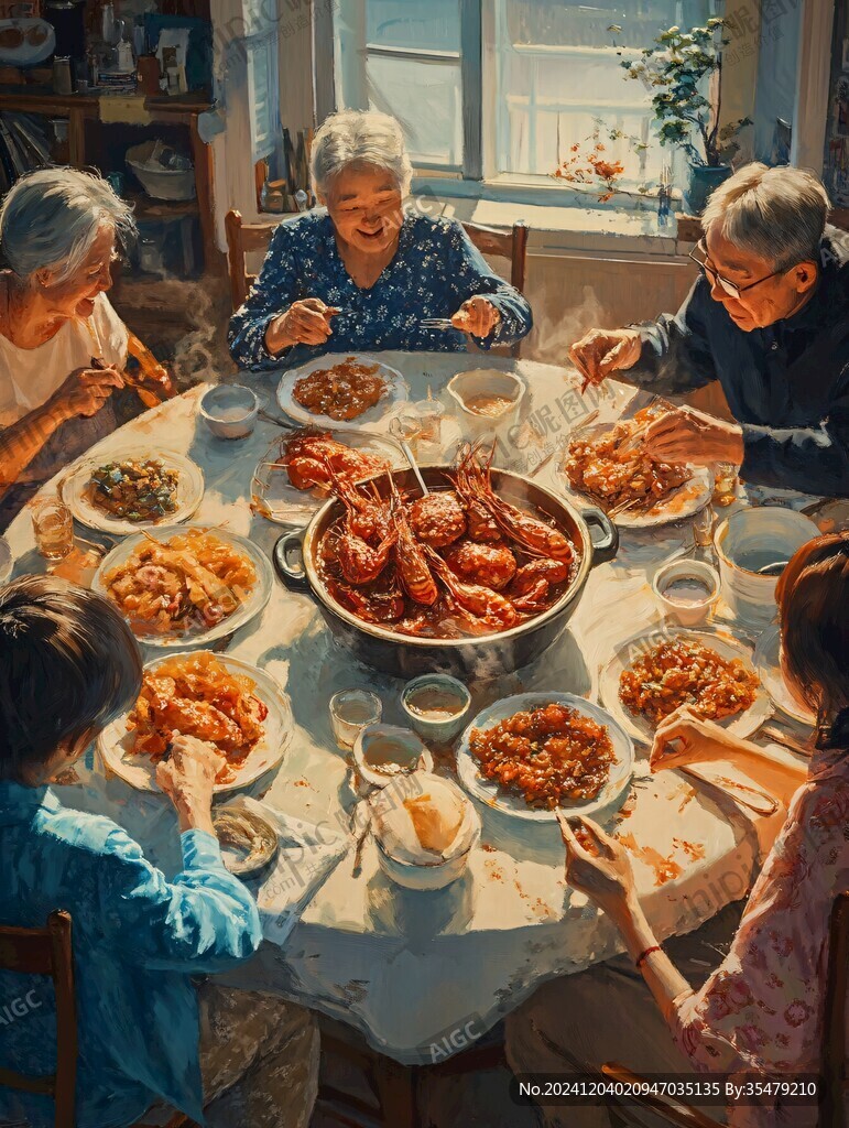 一家人吃飯微場(chǎng)景