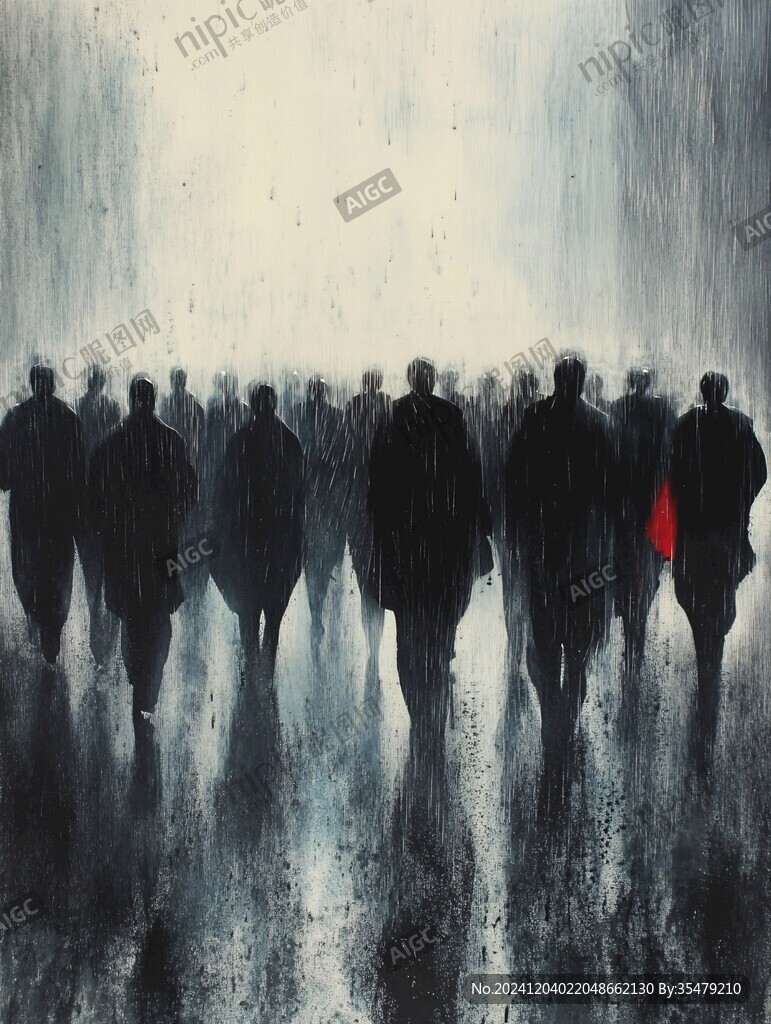 雨中行走的人