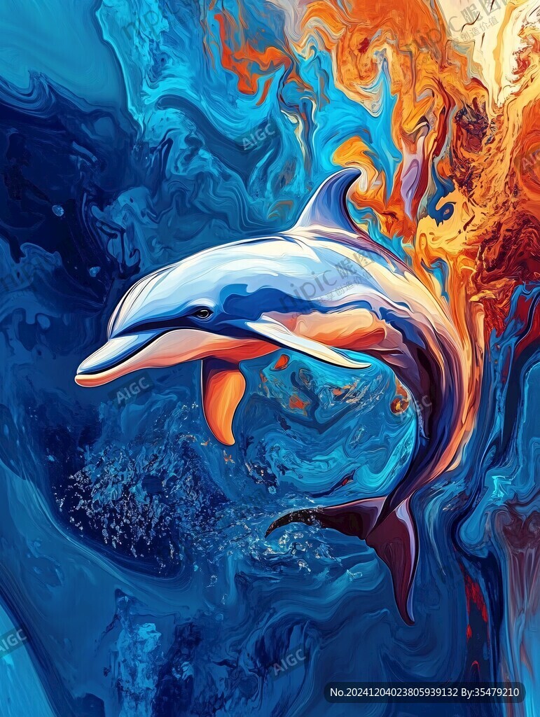 3d海豚地板畫