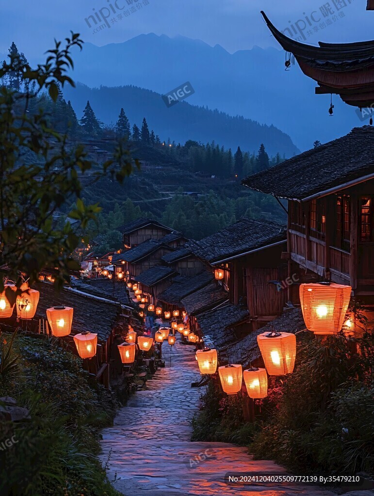龍脊梯田燈火