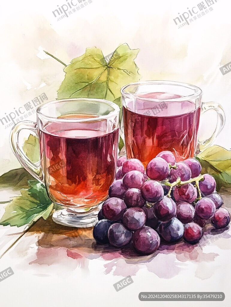 蜂蜜葡萄汁插畫
