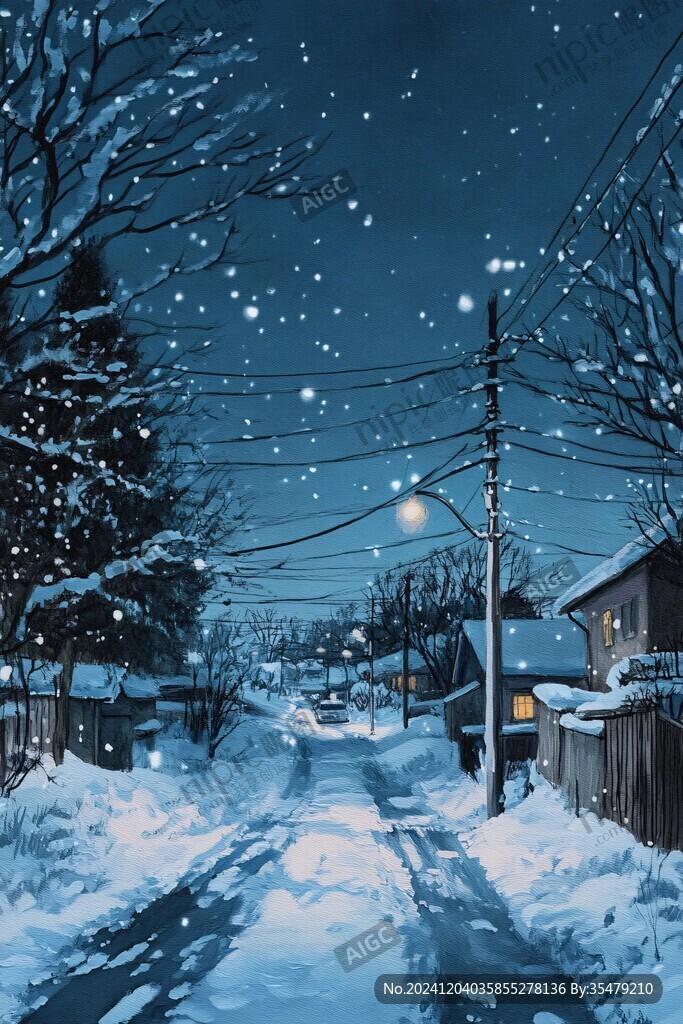 大雪街景路燈
