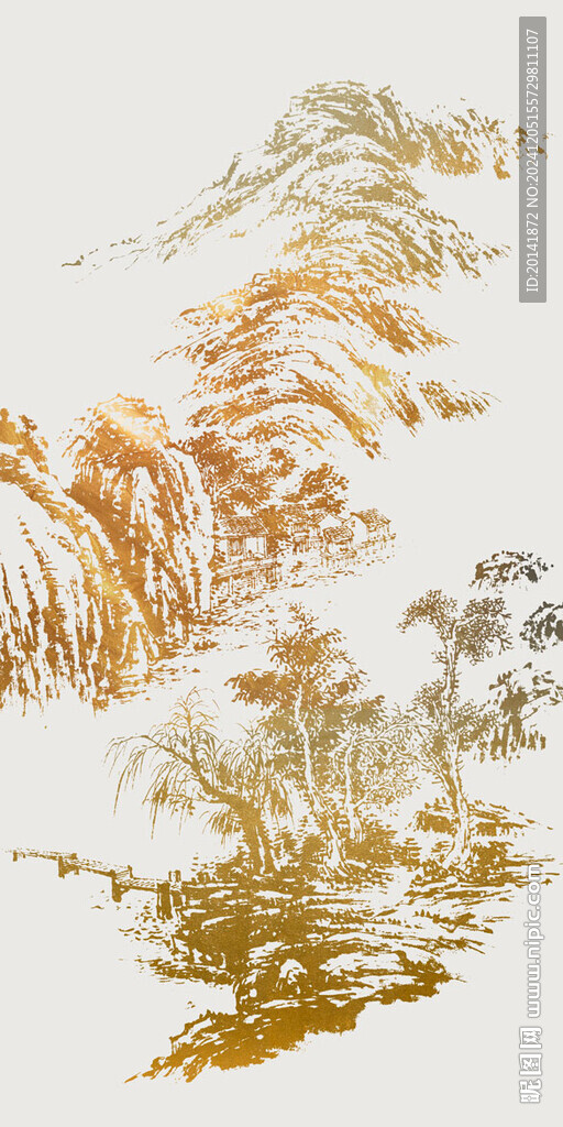 現(xiàn)代簡(jiǎn)約輕奢富貴金山爍金裝飾畫