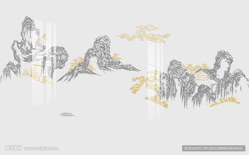 古建筑山水刺繡壁畫(huà)
