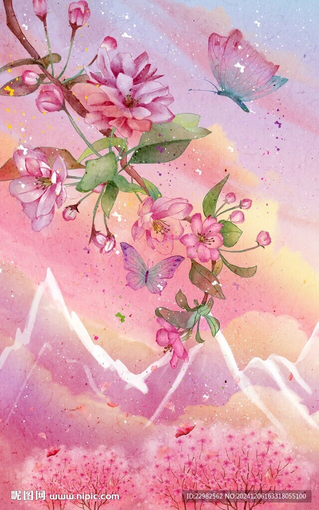 復(fù)古花鳥(niǎo)壁畫(huà)