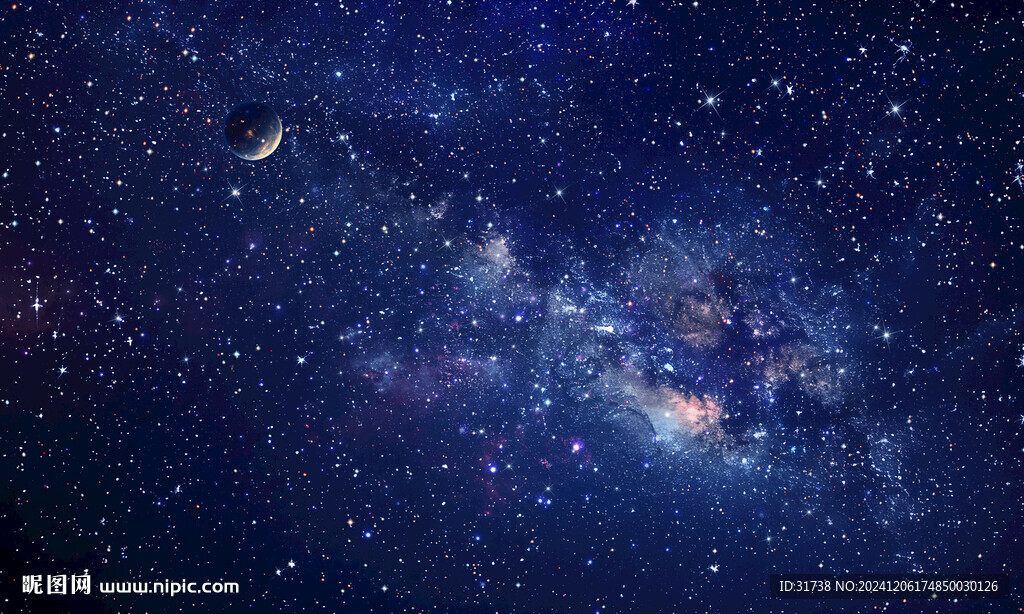 浩瀚藍(lán)色宇宙星空背景墻