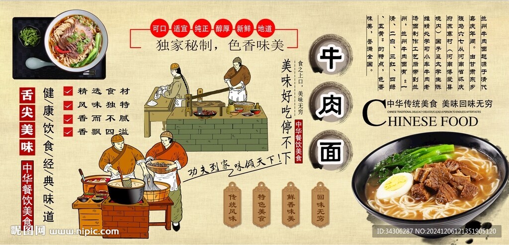 牛肉面背景墻