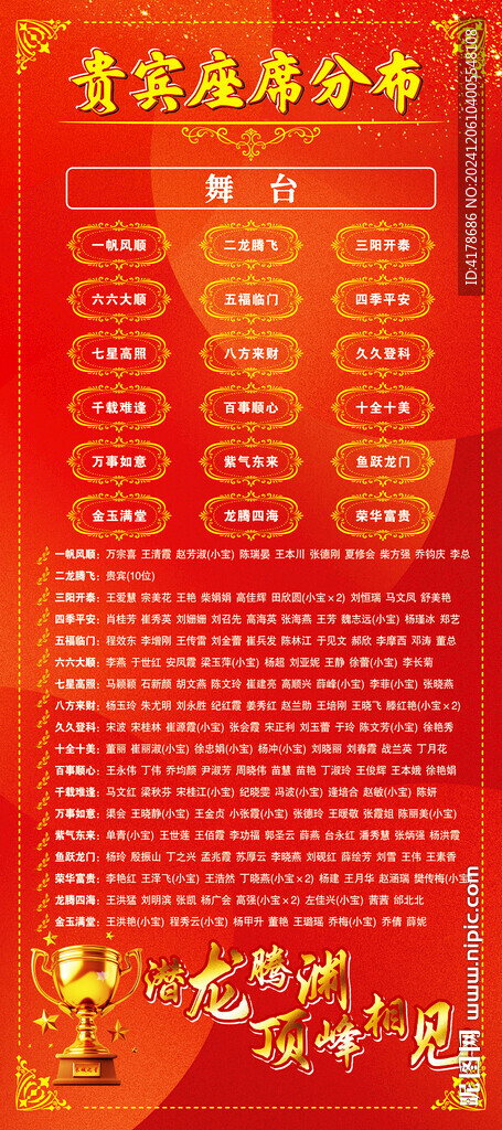 婚禮酒會宴會年會座席表