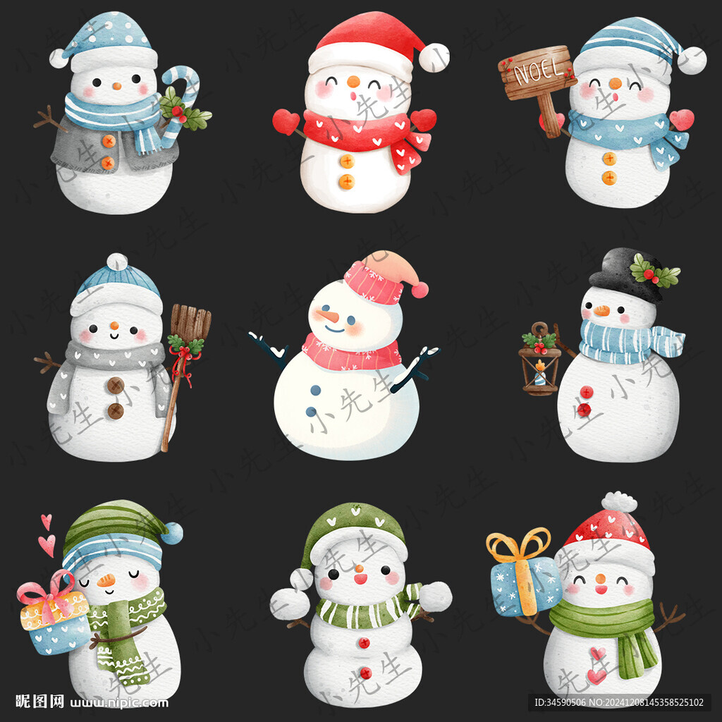 冬季圣誕節(jié)可愛(ài)雪人插畫