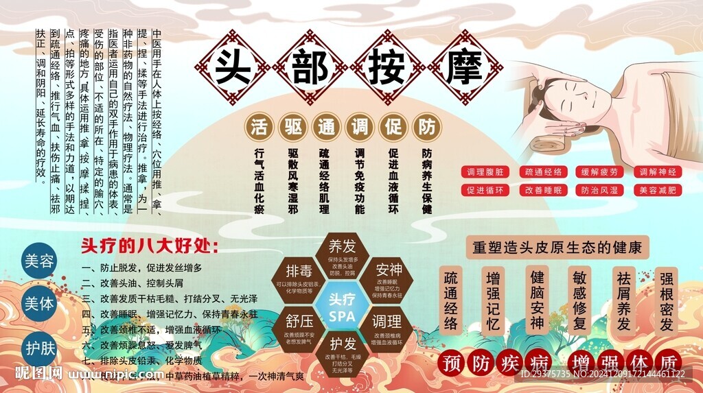 頭部按摩背景墻