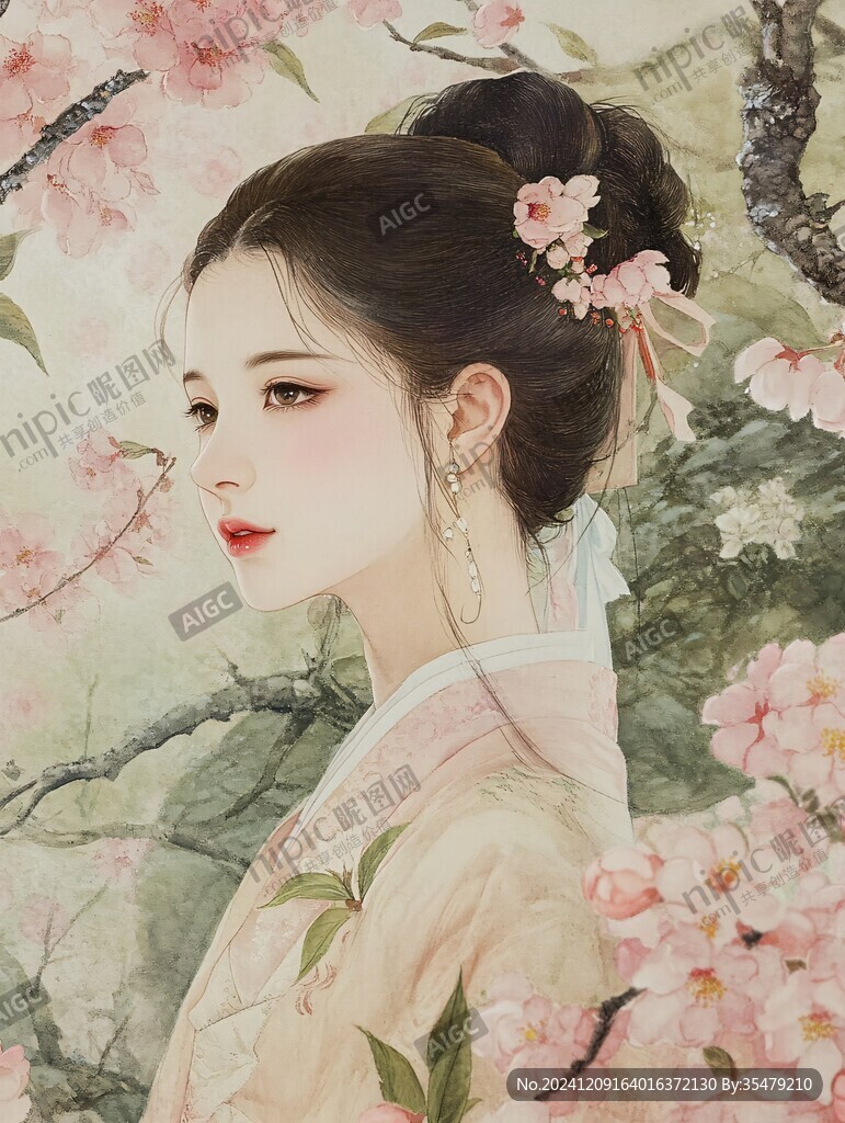 古風美女頭像插畫封面