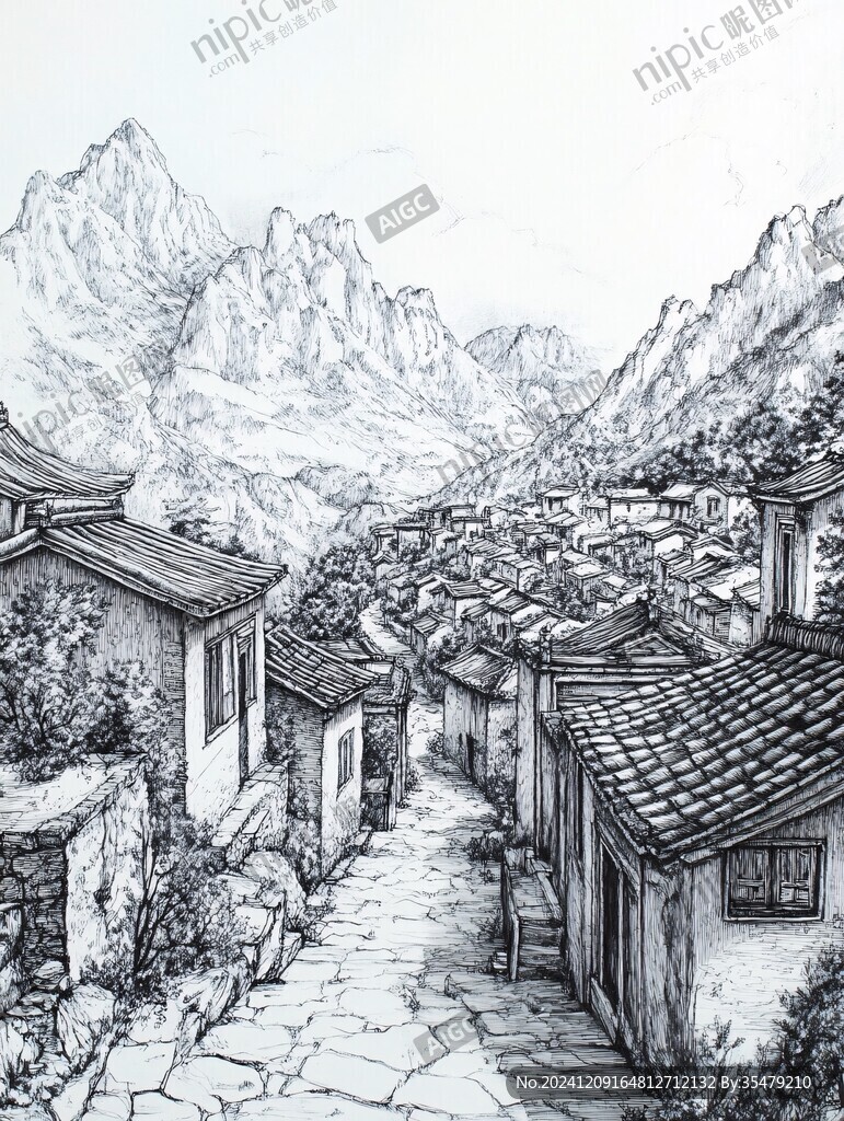 手繪束河古鎮