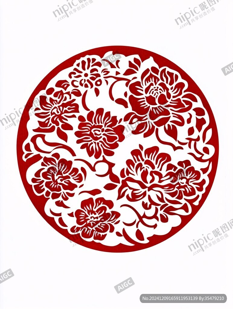 花開富貴剪紙