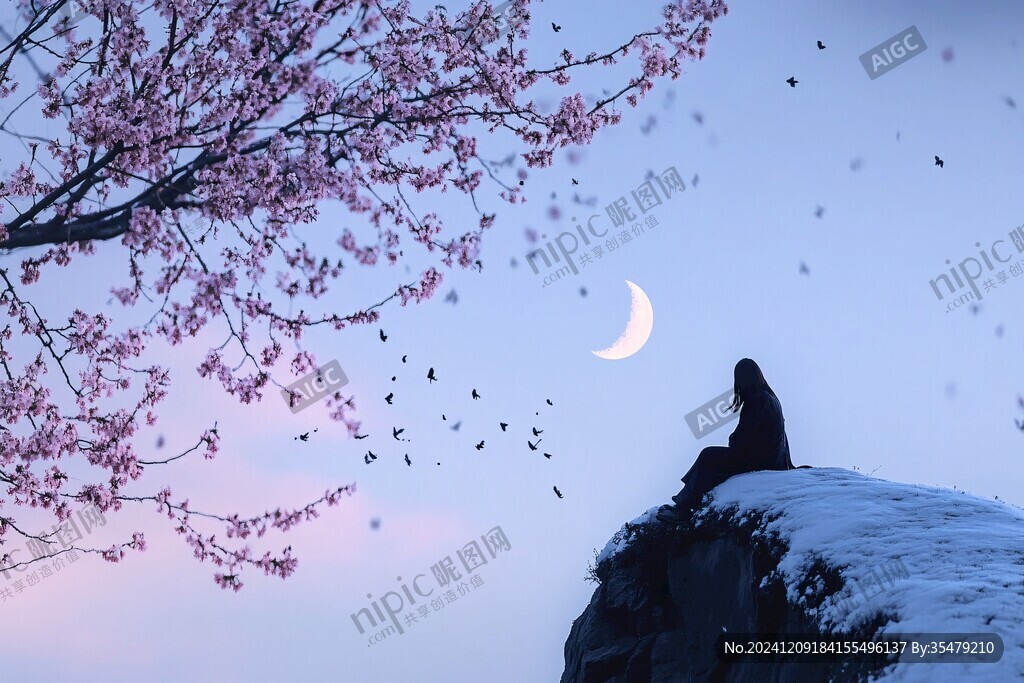 月夜桃花