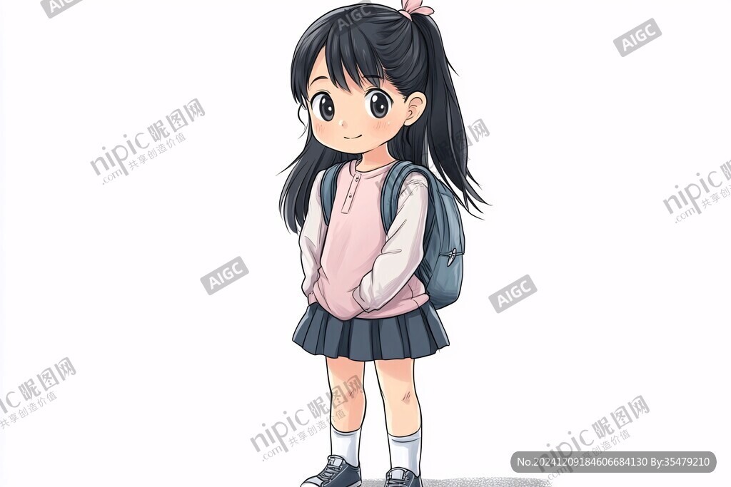 書(shū)包手繪卡通女孩