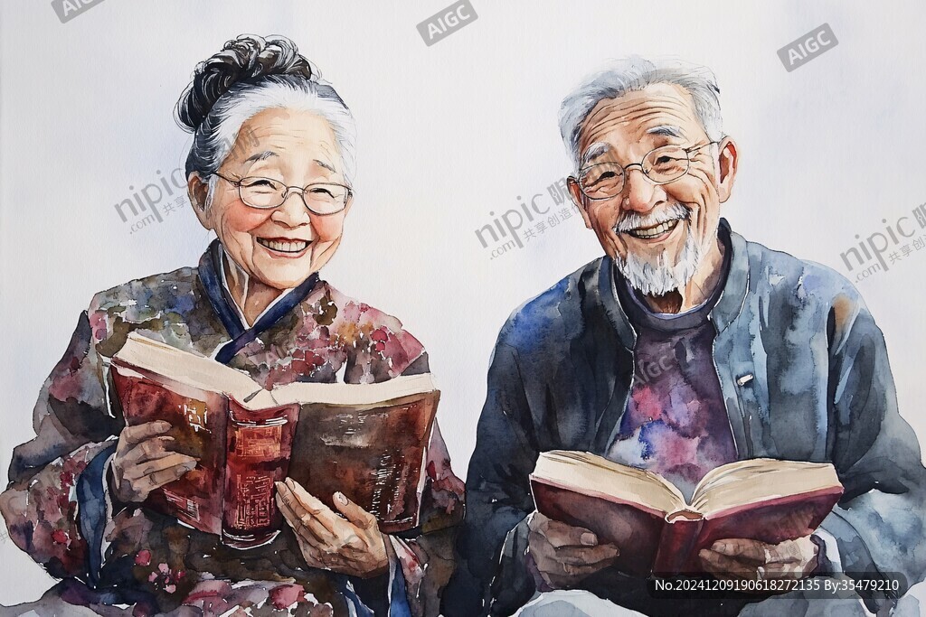 雙人讀書情景