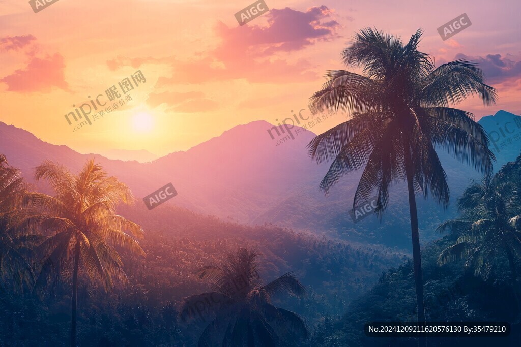 椰林晚景