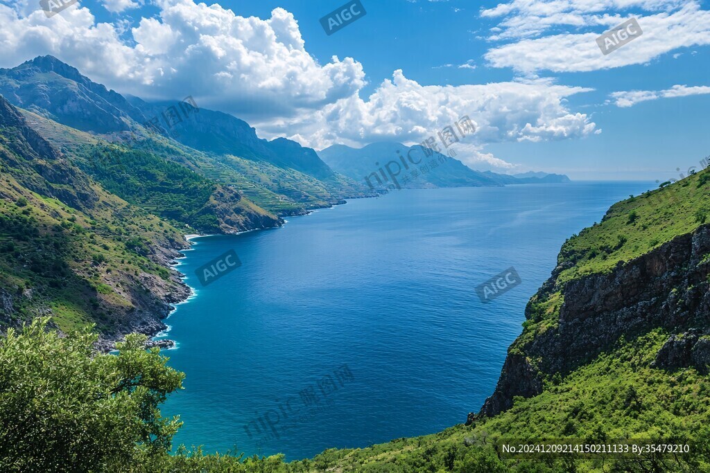 藍(lán)色高山碧綠碧海藍(lán)天