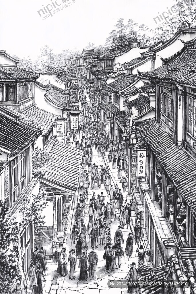 手繪古代街道