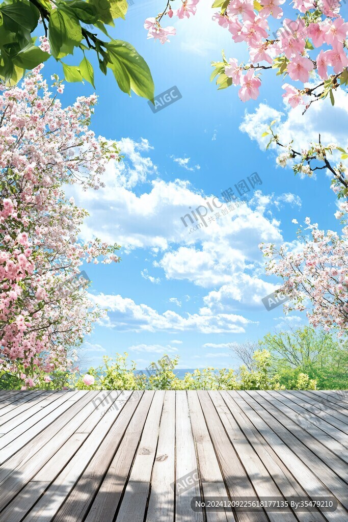 花叢藍天白云背景
