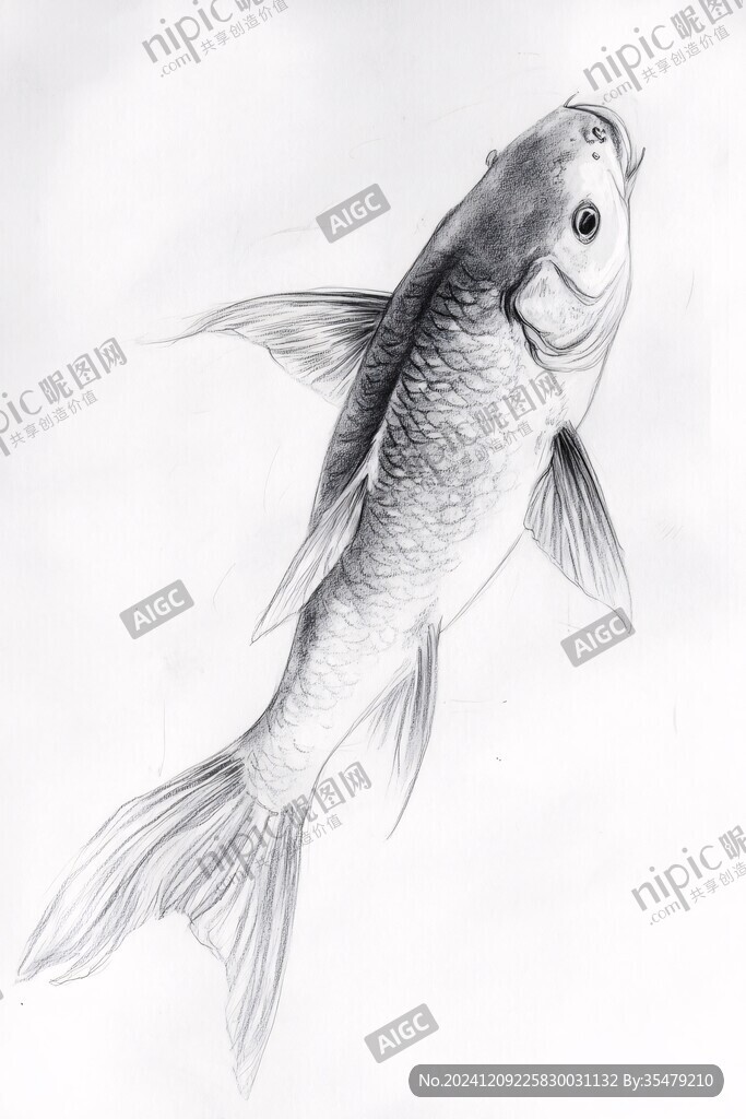 手繪工筆畫(huà)魚(yú)