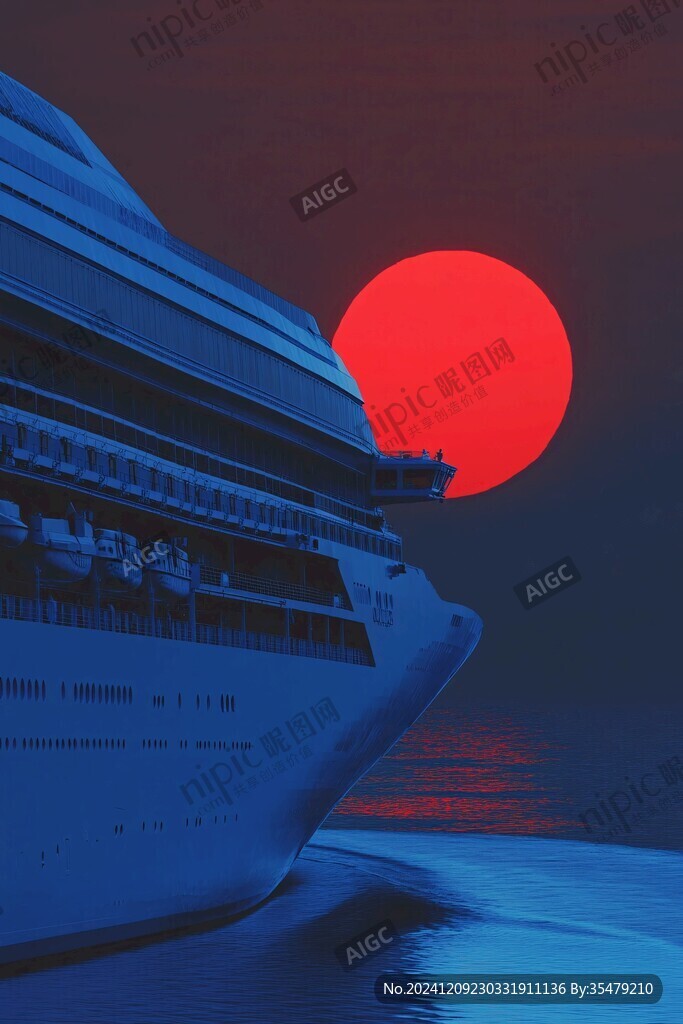 海上日落郵輪