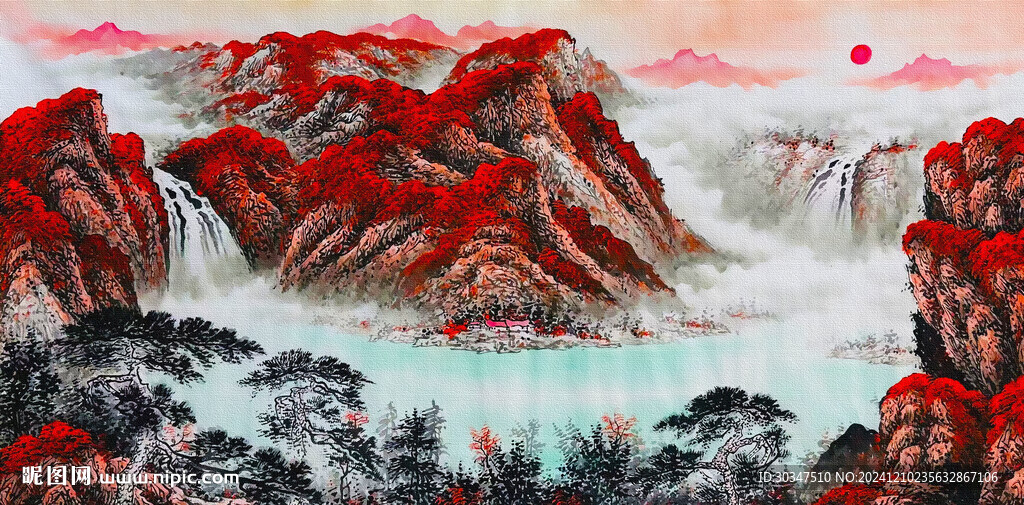 鴻運(yùn)當(dāng)頭山水畫