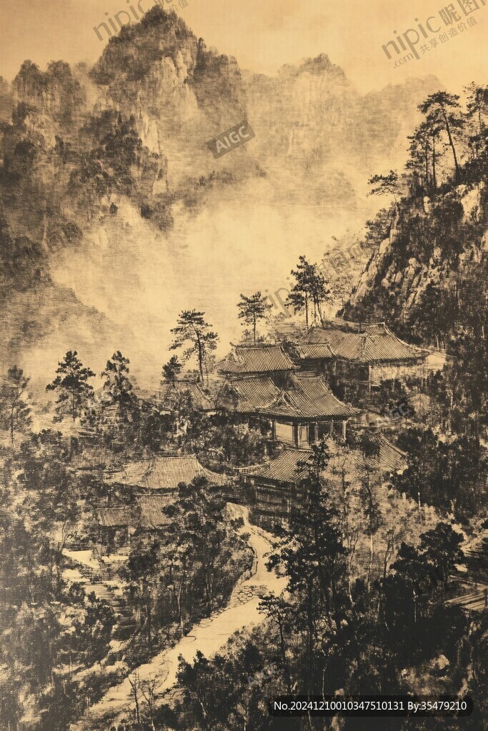 愛晚亭著名景點(diǎn)工筆畫