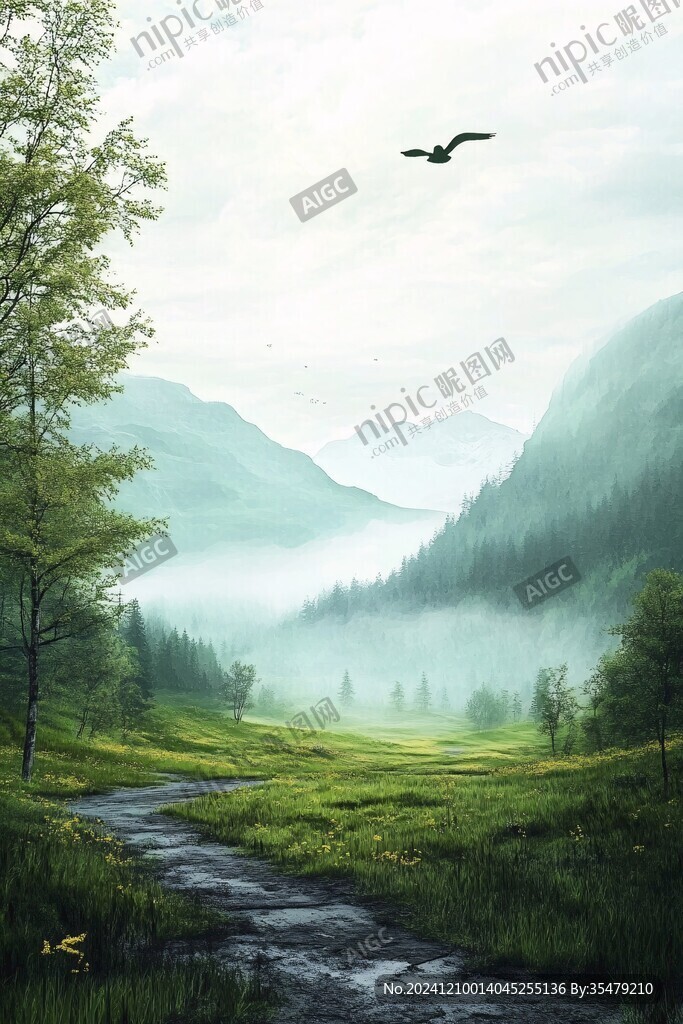 墨綠風(fēng)景畫