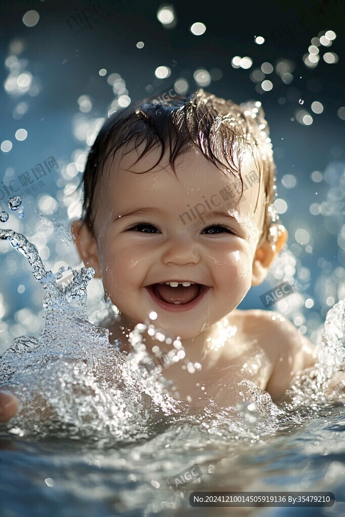 水中的嬰兒