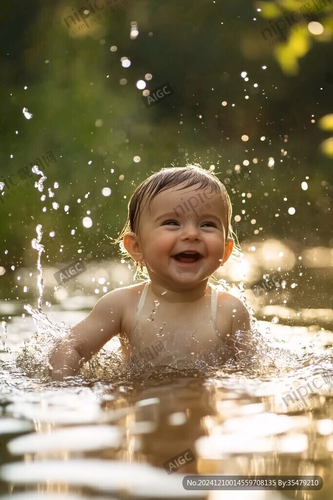 水中的嬰兒