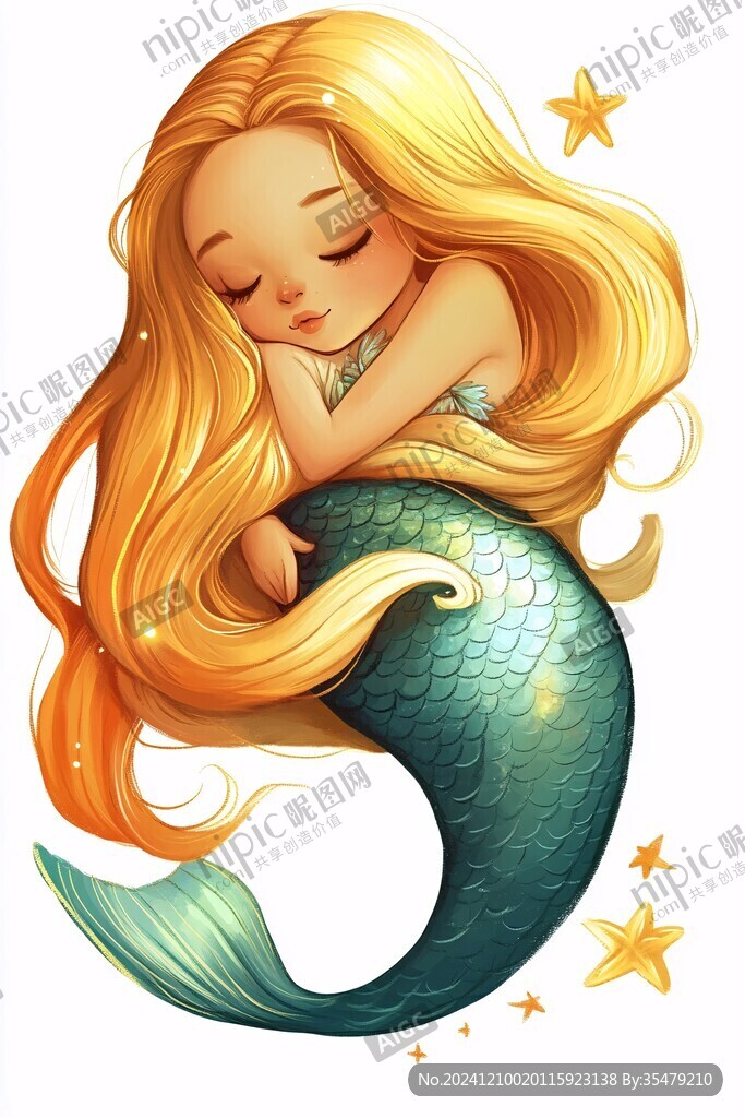 q版美人魚甜美插畫