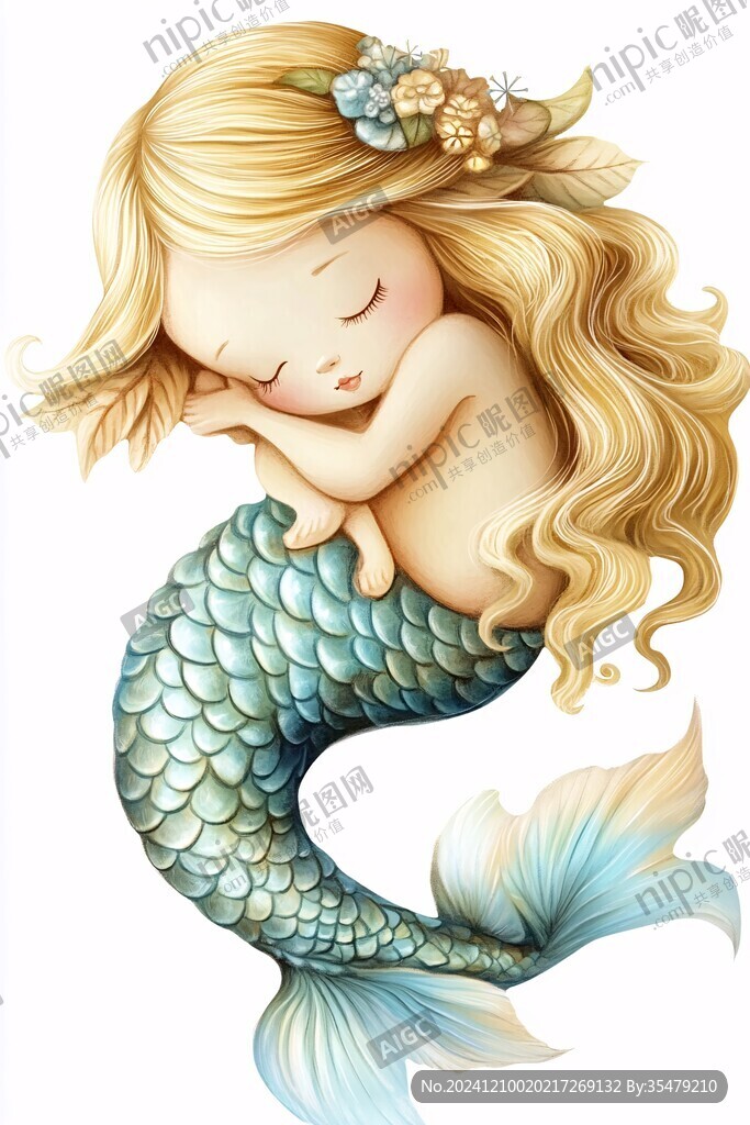 q版美人魚甜美插畫