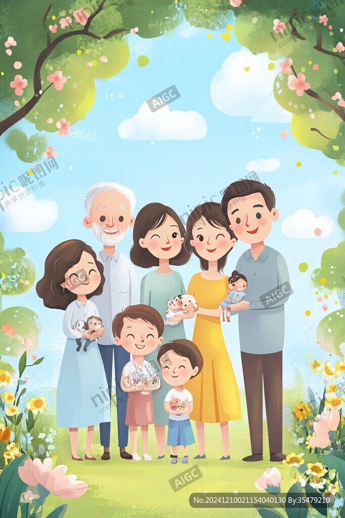 全家福插畫