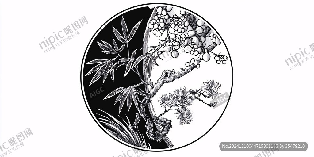 圓形梅蘭竹菊