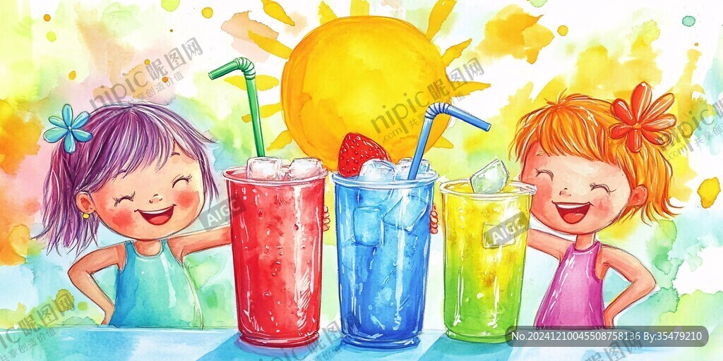 夏季冰飲插畫