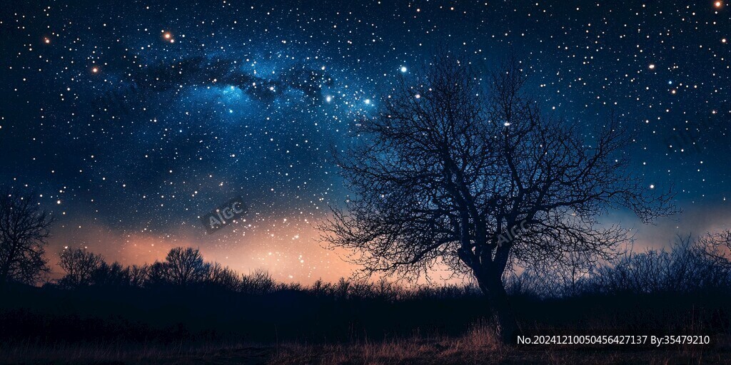 夜景樹高清樹