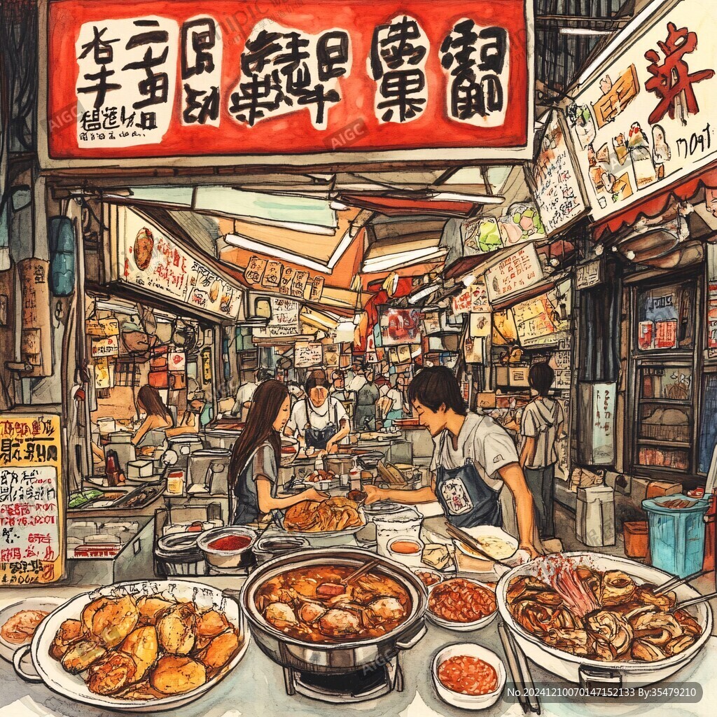 腌鹵店插畫