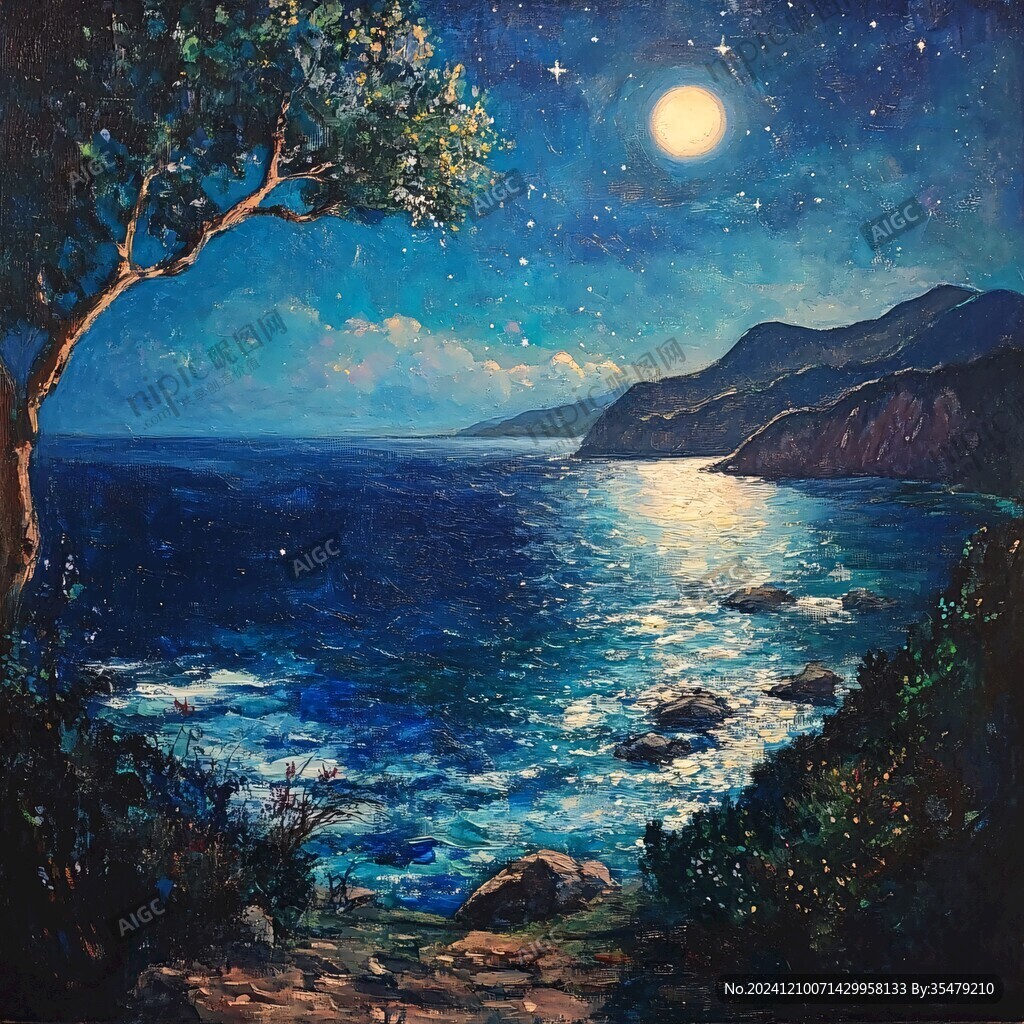月夜油畫